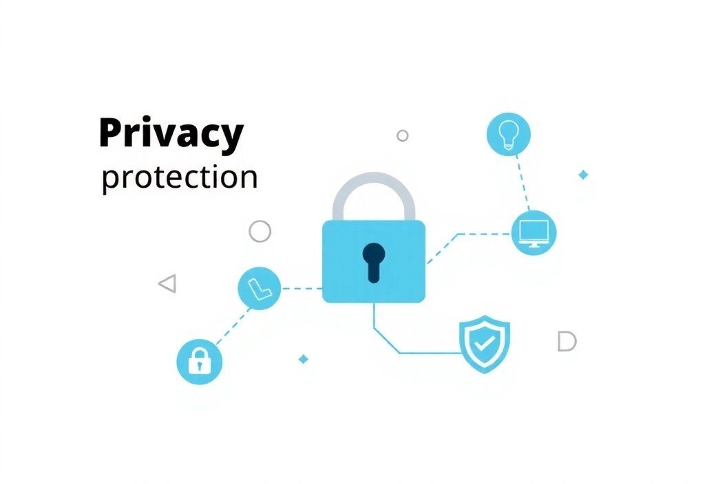 Privacy protection illustration showing lock and security shield