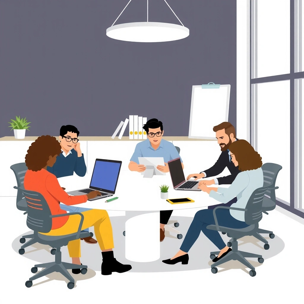 Professional team workspace